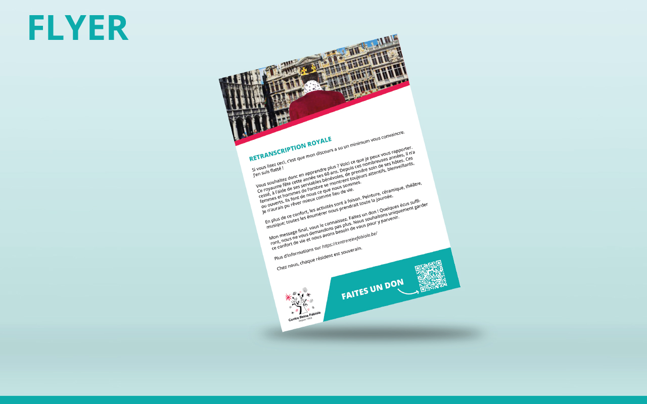 Un flyer qui explique les différents services proposés par le centre. Ce support de communication sera distribué aux passants