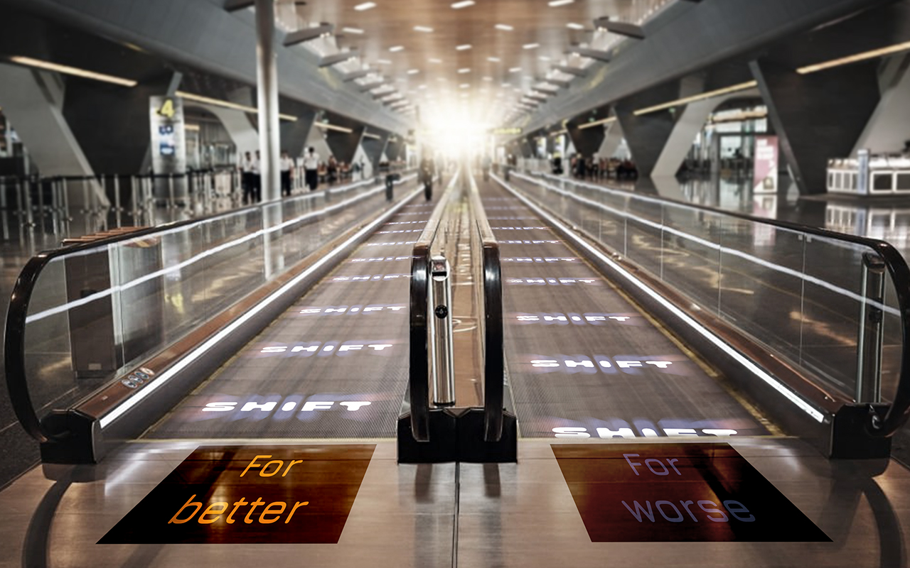 street marketing des escalators qui ont des vitesses différentes